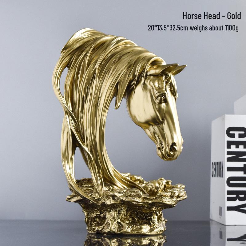 Retro American Country Horse Head Ornament for Home Decor - Living Room, TV Stand, Bar, or Entrance Display