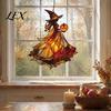 Unique Witch Themed Room Accents Acrylic Suncatcher, Stained Glass Effect Window Car Hanging Ornament, Gothic Scary Halloween Party Supplies for Home