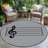 Musical Note Treble Clef Round Area Rug, Modern Music Room Non-Slip Floor Mat, Decorative Carpet for Bedroom Living Room Home