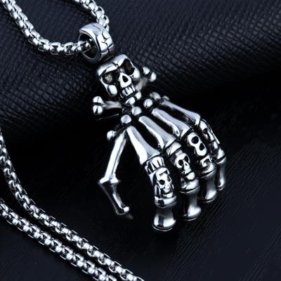 Mighty Ghost Claw Necklace Vintage Titanium Alloy Men's Punk Hand Bone Necklace