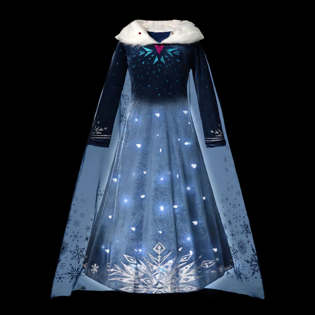Vestito LED Luminoso per Bambina Ragazza Bambini Viola Verde Costume Cosplay Carnevale Festa di Compleanno Vestiti Costume di Halloween Abito da Ballo