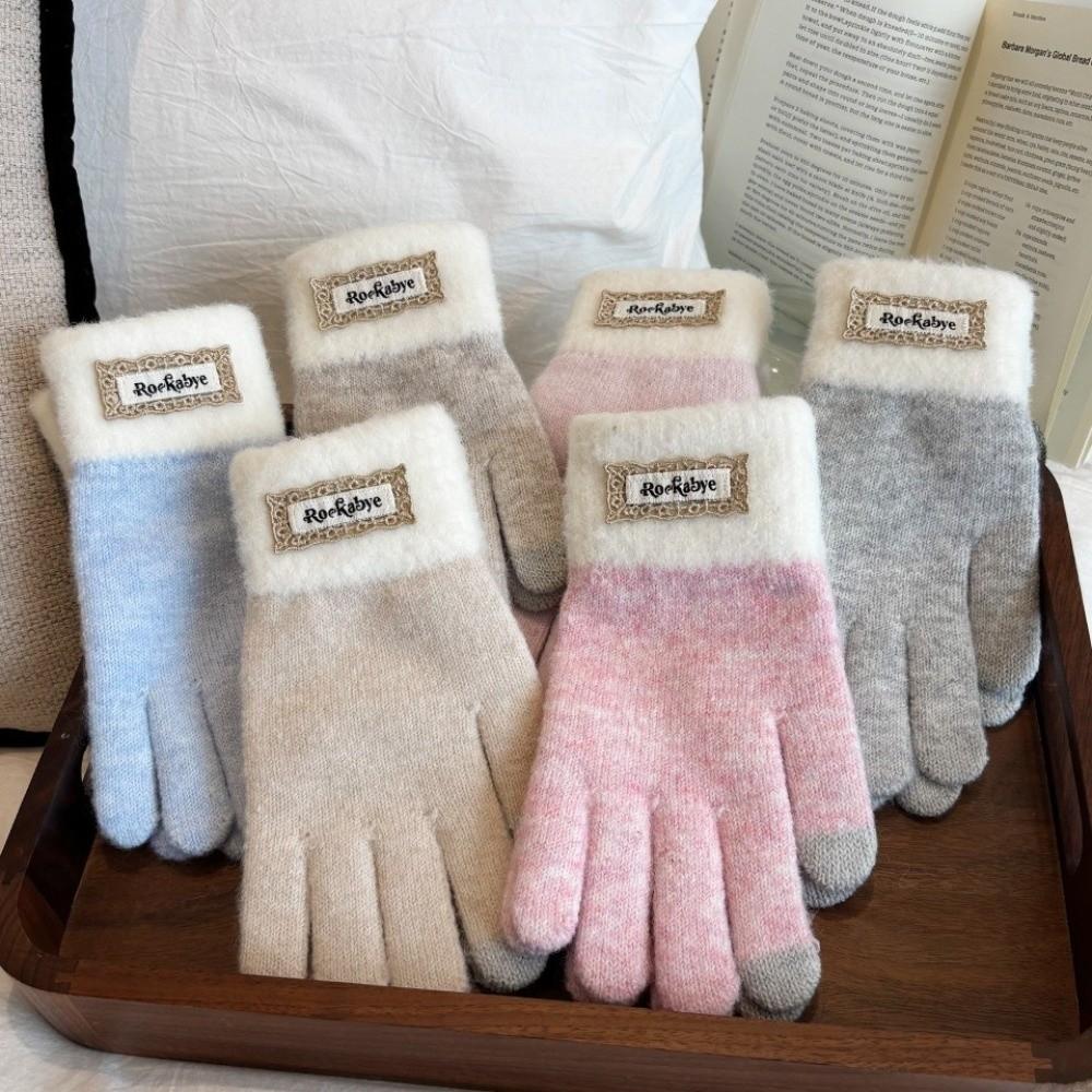 Thickened Plush Woolen Gloves Touchscreen Function Knitted Gloves New Fleece Mittens  Autumn Winter