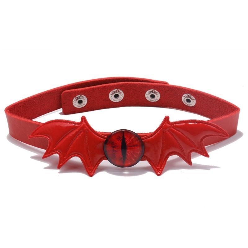 Halloween Devil Bat Wing Choker Necklace, Leather Bat Choker, Leather Collar Necklace for Women Halloween Cosplay