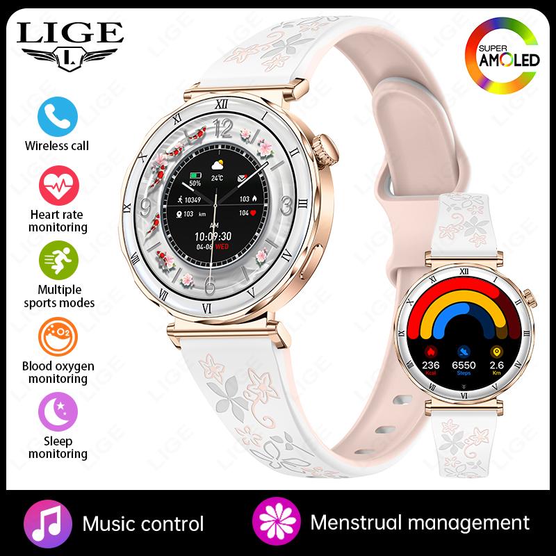 Voice Calling Smart Watch Fashion Diamond Lady Wristwatch AMOLED Always On Display Health Monitor Women Fitness Smartwatch