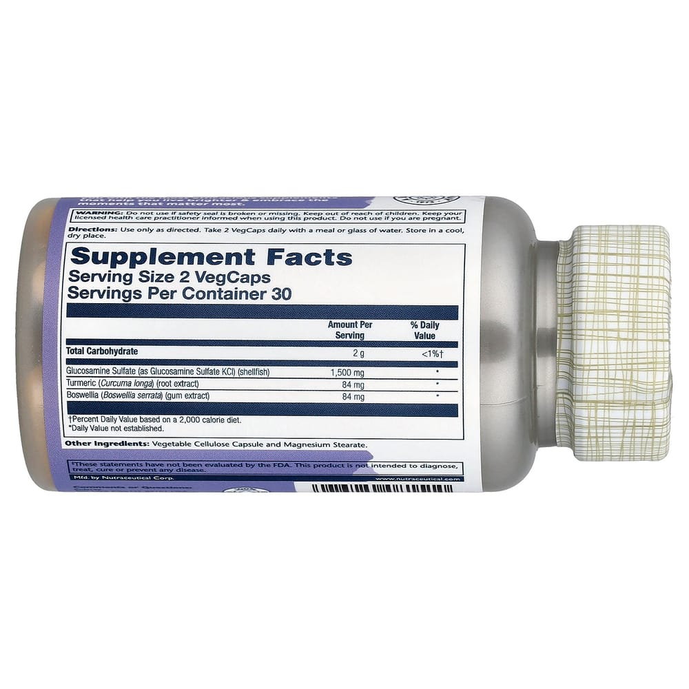 iHerb Solaray Glucosamine Sulfate + Turmeric + Boswellia 1500mg VegCaps 60 Count