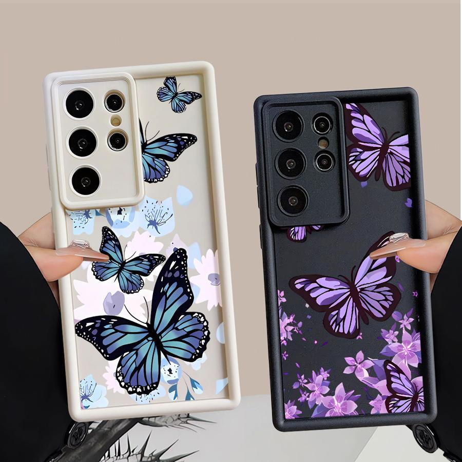INS Retro Butterfly Phone Cover Case for Samsung Galaxy S24 Plus S20FE S22 S25 Edge S23 FE S24Ultra S25 Ultra S21
