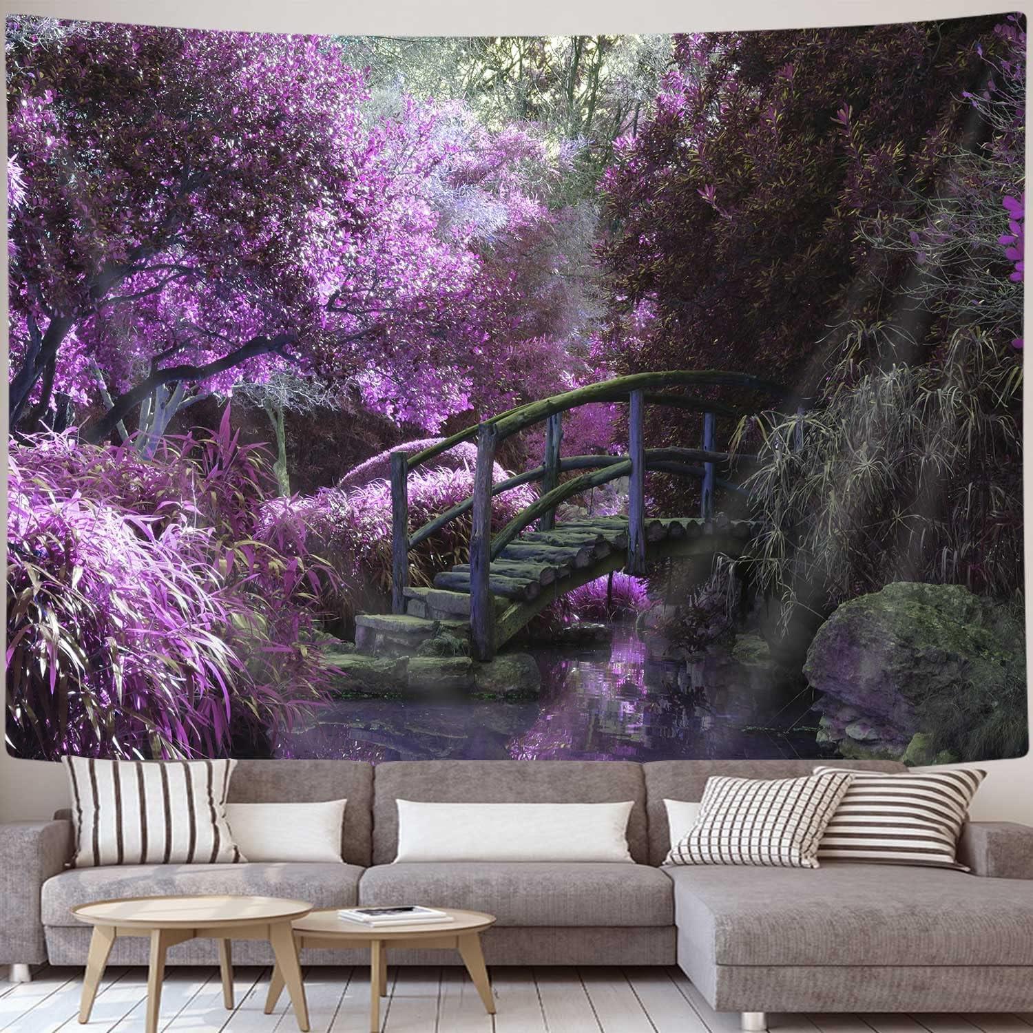 Tapestry of Javo natural landscape blooming purple 75x100 чёрный