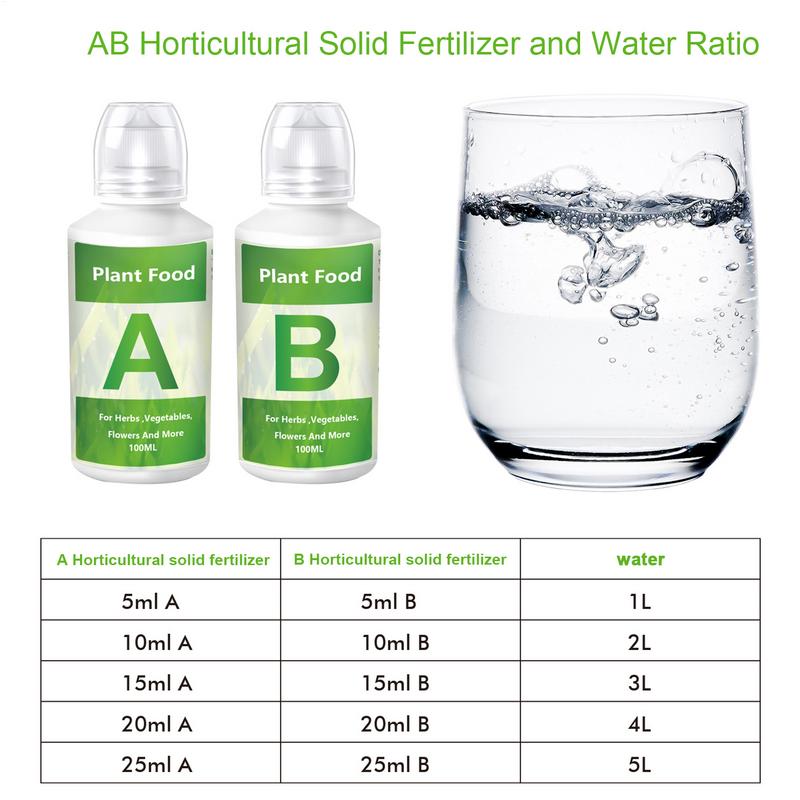 Hydroponic Nutrient Liquid A and B Fertilizer Solution Kit Hydroponic Nutrients for Growing Plant Flowers Food Vegetable Fruit