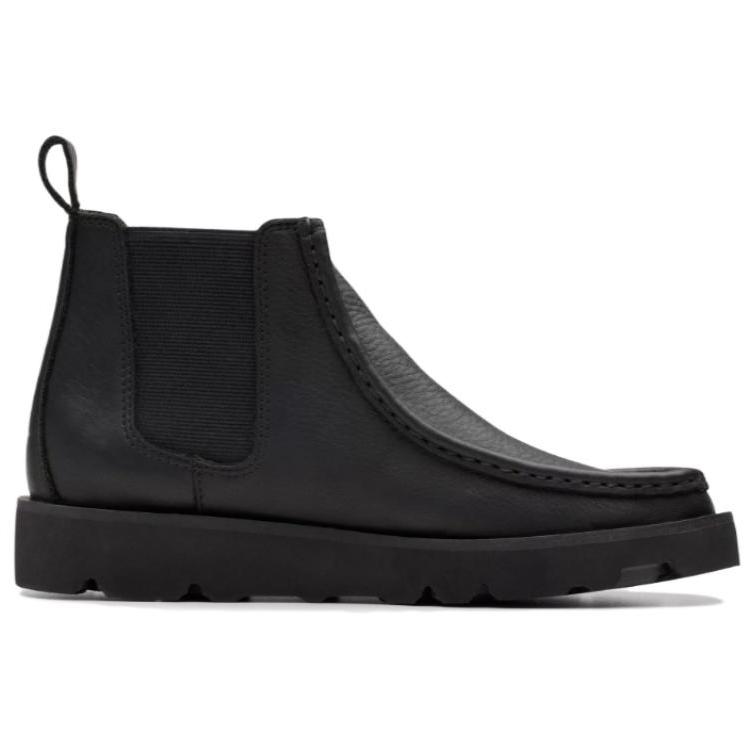 Clarks Leather Fashion Versatile Retro Short Chelsea Boots Women boots Black 26178103