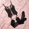 Transparent Women Underwear Mesh Hollow Sleeveless Jumpsuits Lace Camisole Nightwear  Ladies