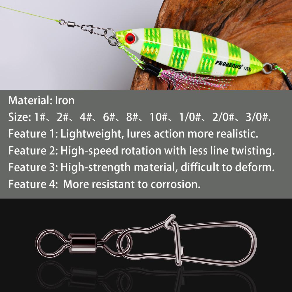 Fishing Barrel Swivels High Strength Rolling Ball Bearing Snaps Lure Connector Clip Saltwater or Freshwater Fishing