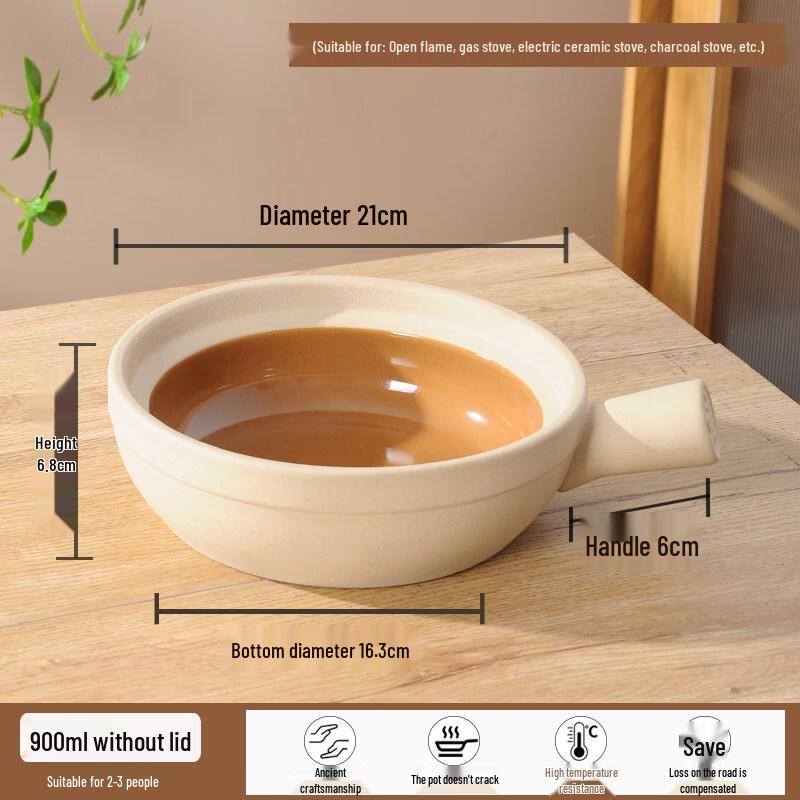 High-Temperature Ceramic Claypot with Single Handle