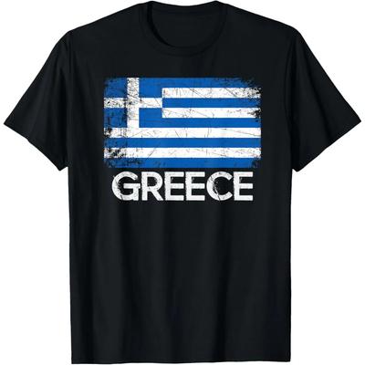 Greek Flag Vintage Made In Greece T Shirts Men Women Pure Cotton Humor Streetwear Tee Shirt Short Sleeve Unisex Loose Clothing