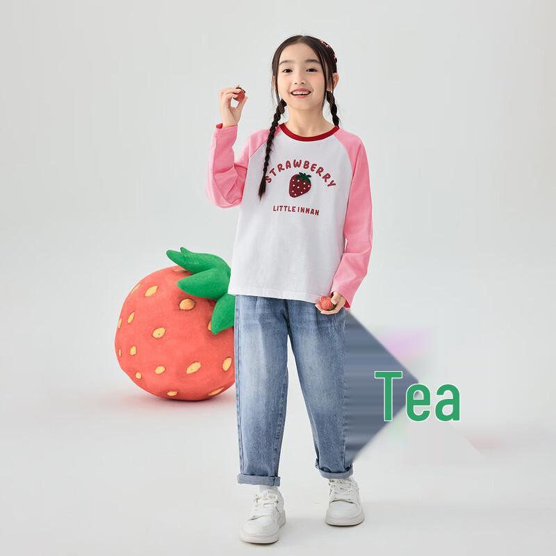 Xiaoyinman Girls' Strawberry Print Long-Sleeve T-Shirt