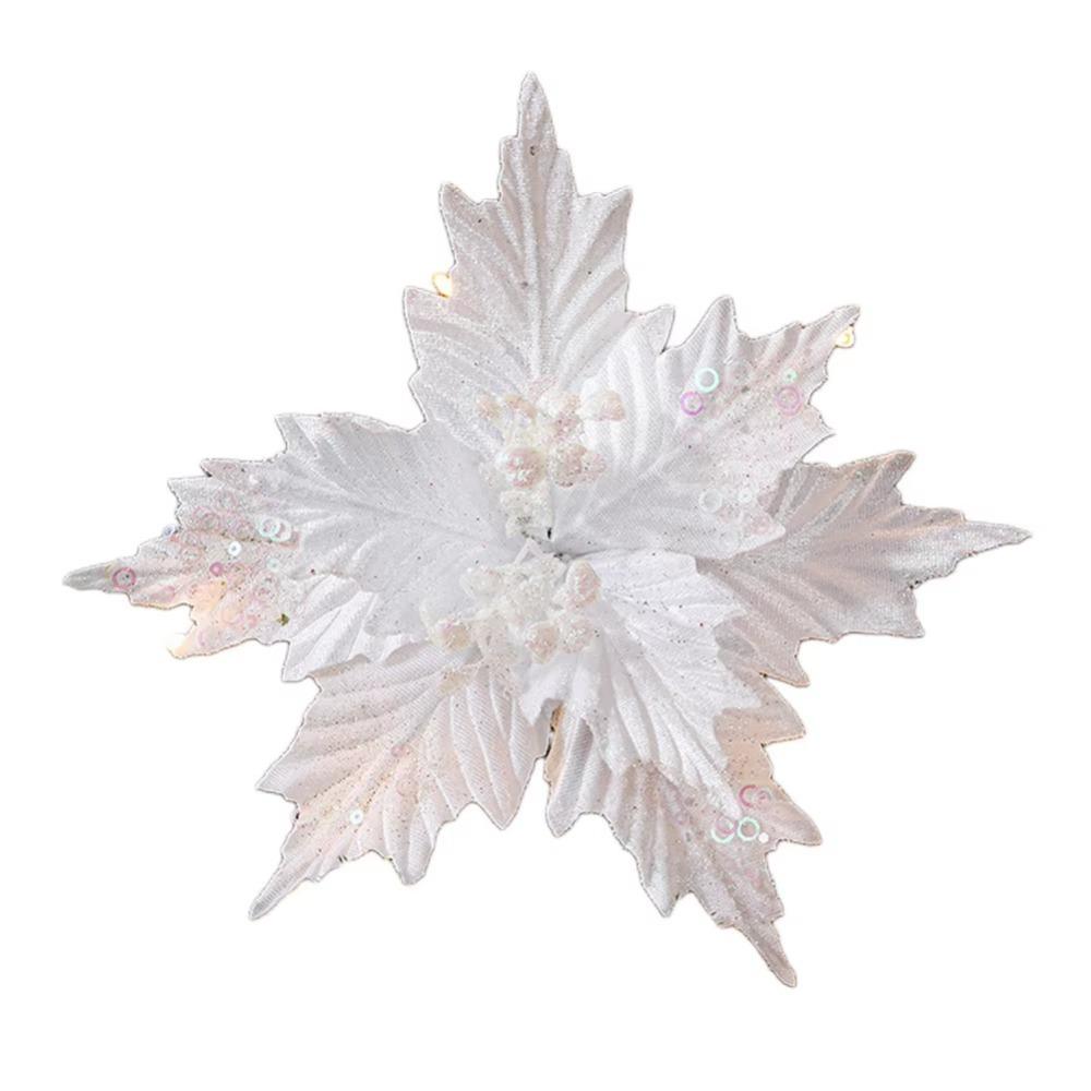 

Flower Head Artificial Christmas Flowers Shiny Xmas Tree Ornaments Wedding