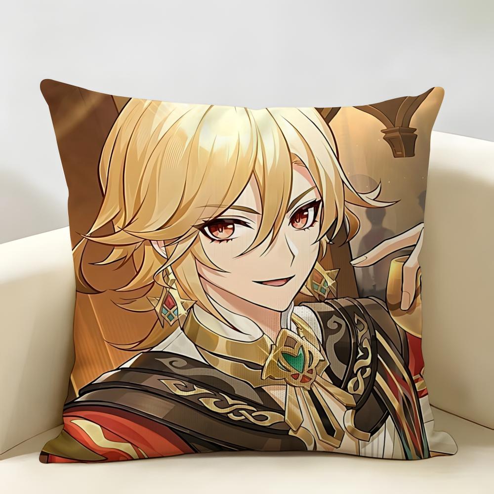 Kaveh Genshin Impact Cushion Cover Natural Linen Organic Fabric DoubleSided Printing Room Sofa Decor Pillow Case