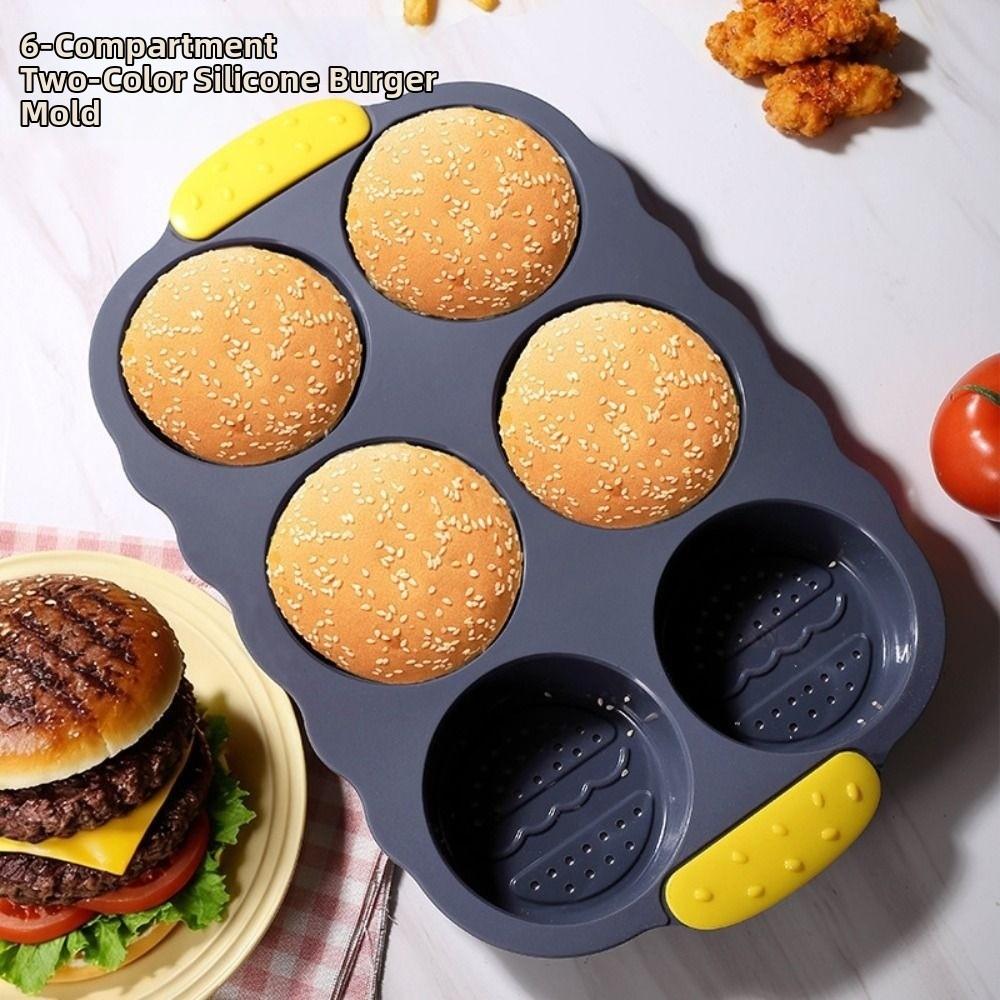 Heat Resistant Silicone Baking Pan Non-stick Burger Bun Maker Baking Tray Bread Loaf Pan  Household