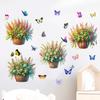 Flower Basket Butterfly Rose Peony Decals Self-adhesive Waterproof Wall Sticker