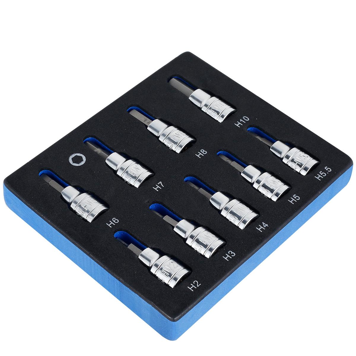 

9/18Pcs Hex Bit Socket Set Sturdy Allen Key Sockets Professional 3/8inch Drive Drill Metric Tools Kit Durable Impact Socket Set black