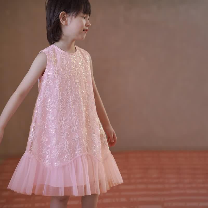 hacikis Girls Pink Gauze Vest Dress 140 розовый