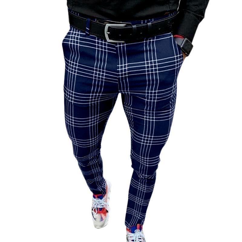 Buy Mens Check Trousers Slim Fit Skinny 