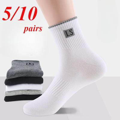 5/10 Pairs High Quality Men Socks Cotton Breathable Sweat-Absorbent Middle Tuble Socks Deodorant Business Men Sports Socks