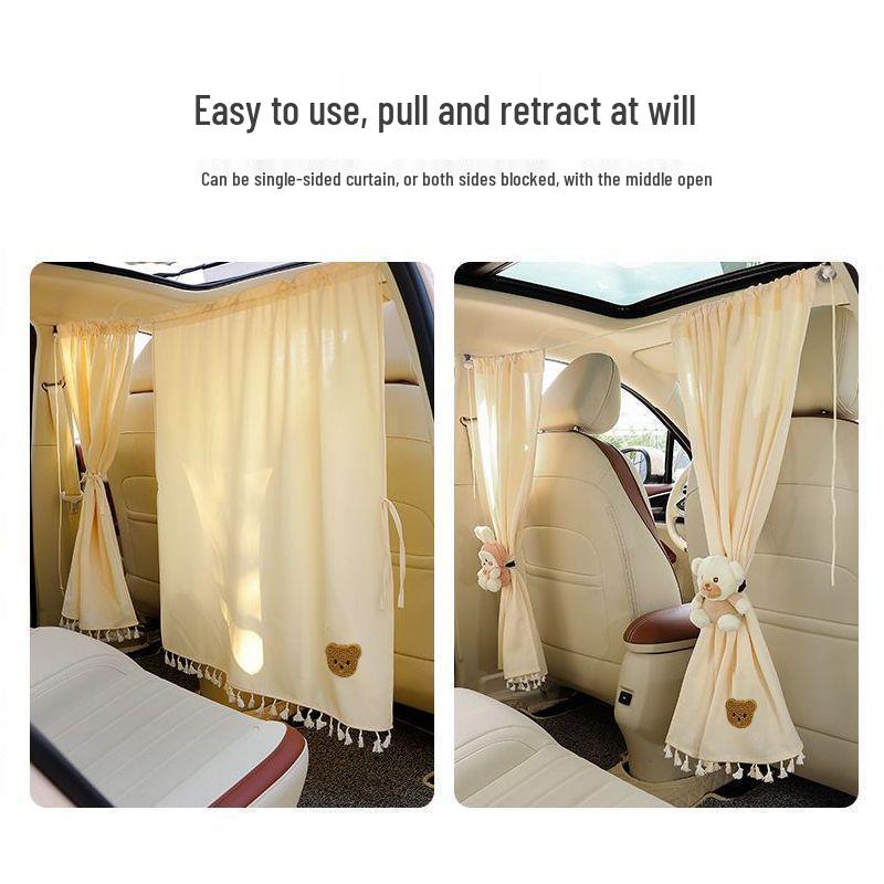 Car Privacy and Sunshade Curtain for Baby Sleep: Front & Rear Partition, Anti-Peep Interior, and Windshield Protection.