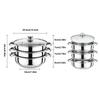 Stainless Steel Steamer Pot Set with Glass Lid Multi Layer Stackable Cookware for Dumplings Fish Vegetables Healthy Meal Cooking