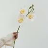 3 Heads Design Faux Flower 55cm Length Artificial Flower Stem Simulated Orchid  Wedding Decoration