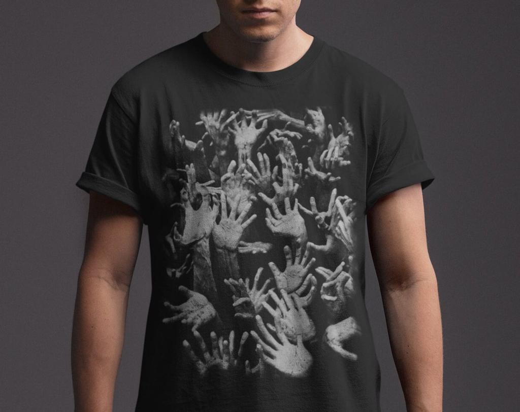 Dark Art T-Shirt: Occult Hands Etching Print