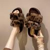Fashion Women House Slippers Faux Fur Warm Flat Shoes Female Slip Home Ladies Slippers Size 36-42