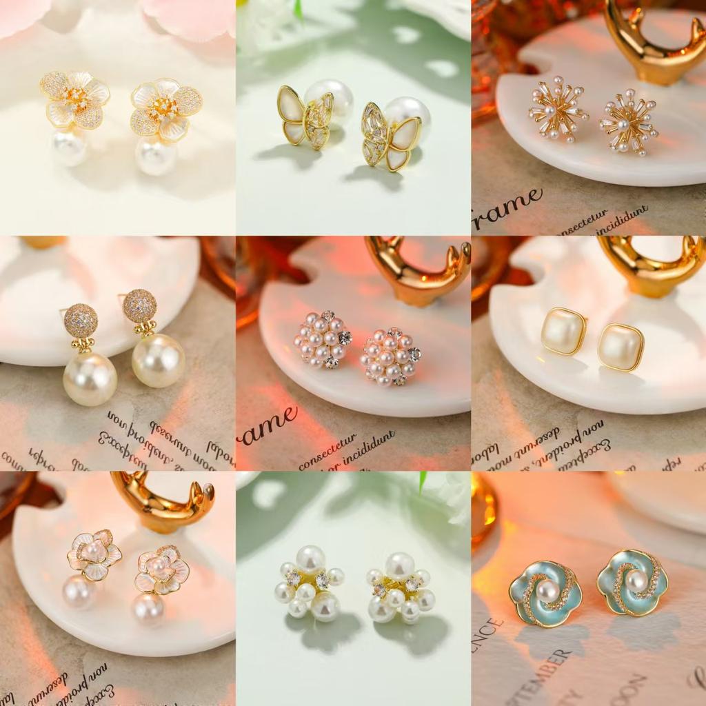 Premium Pearl Stud Earrings S925 Silver Needle Elegant Exquisite Earrings Retro Temperament Versatile Earrings