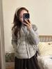 Autumn and winter new knitted stand-up collar splicing white duck down ribs down jacket women's short warm and light jacket