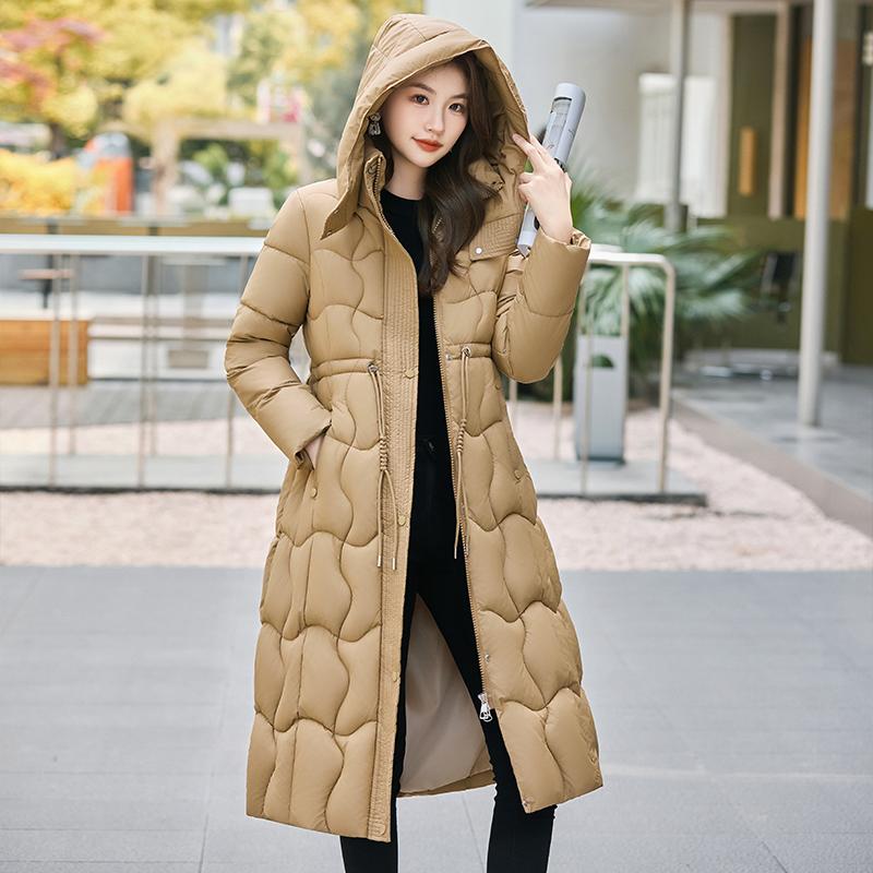 Autumn Winter Thicken Warm Parka Women Casual Solid Color Big Pocket Slim Long Hooded Coat Jackets Outwear