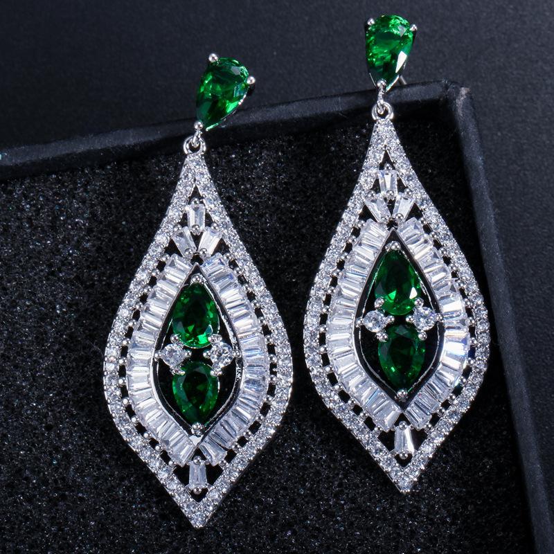 

E0233 Trendy Dinner Earrings Full Of Zircon Earrings, Multi-Color Optional зелений