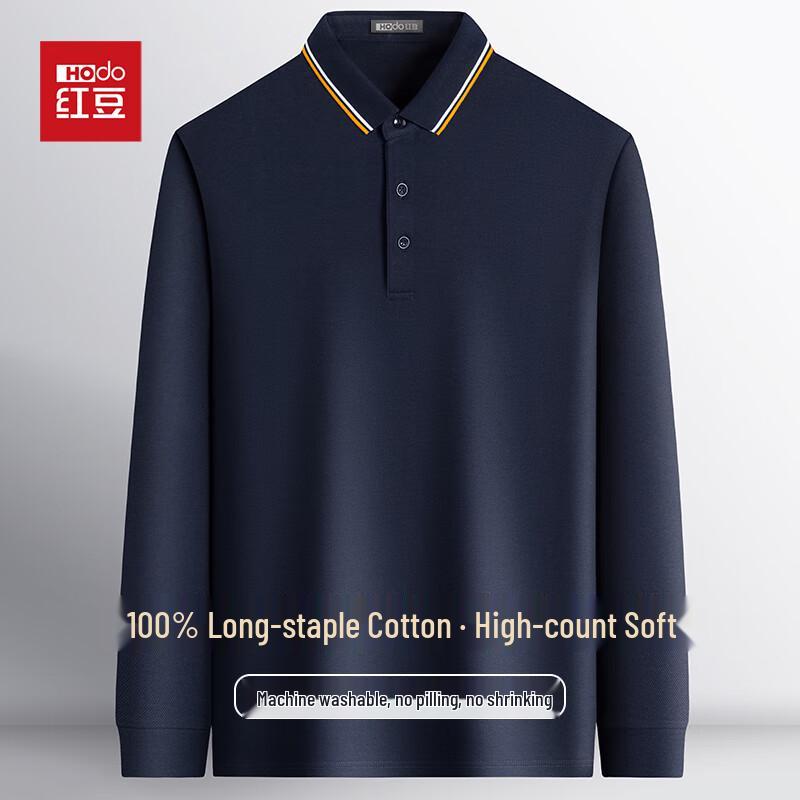 Hongdou Men s 100% Cotton Long-Sleeve Polo Shirt 2XL
