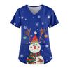 Ladies' Fashionable V-neck Pocket Short Sleeved Christmas Tree Printed Caregiver Uniform