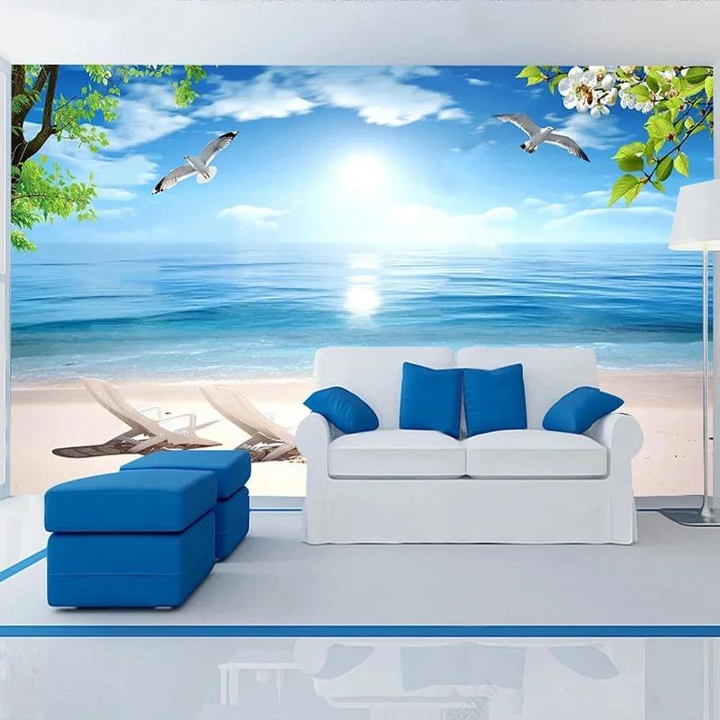Modern 3d Wall Mural Beach Nature Scenery Photo Wallpaper Restaurant Living Room Bedroom Wall Papers Home Decor