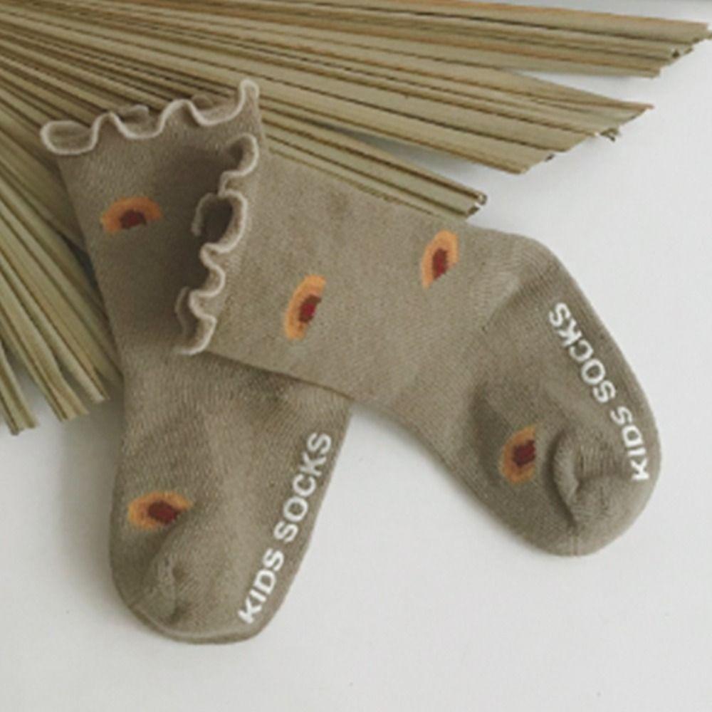 5Pairs Flower Toddle Short Tube Socks Pleated Kids Cartoon Socks Fashion Baby Cotton Socks  Newborn