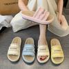 Thick-bottomed Xiaoxiangfeng slippers for women's summer wear 2025 new super beautiful fashion rhinestone muffin one-word beach sandals