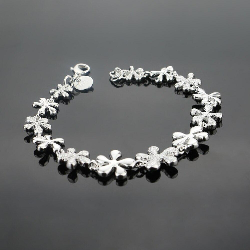 New Women's 925 Sterling Silver Bracelet Charm Jewelry Flower Design Chain Temperament Student Accessories Lobster Claw Clasp