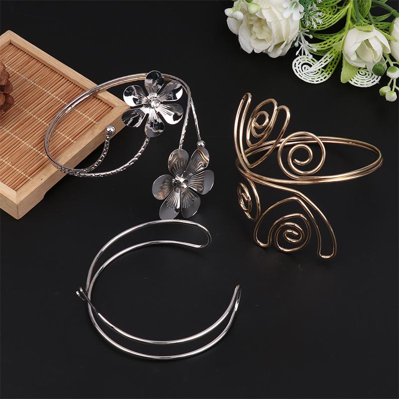 Upper Arm Bracelet Metal Coil Swirl Spiral Shape Armband Cuff Gold Silver Color Arm Bangle Armlet Adjustable For Women Girl