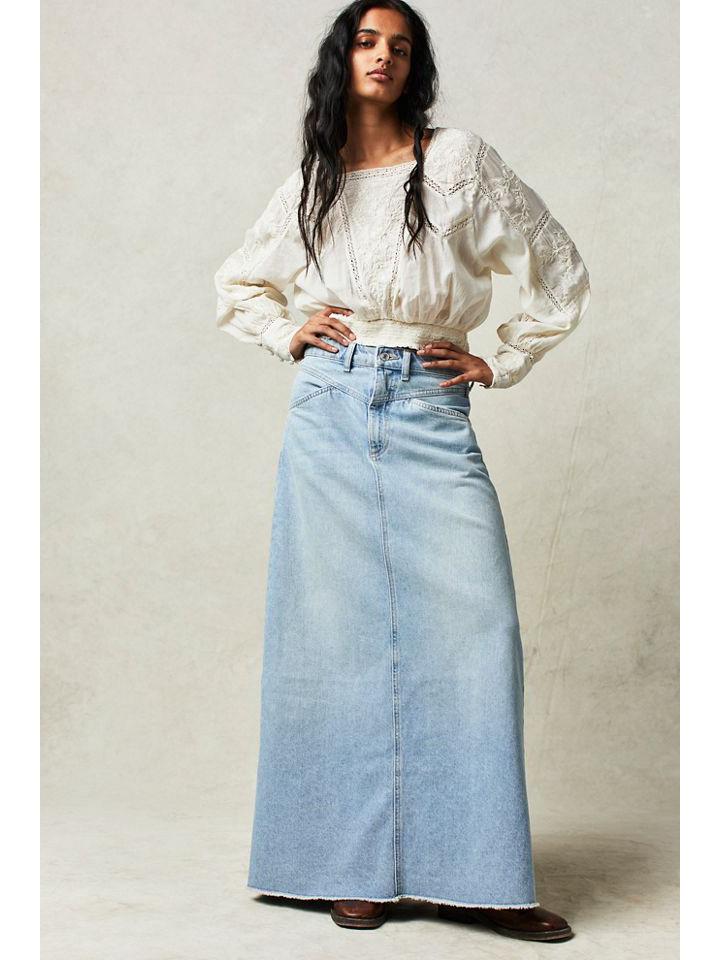 Summer Women's Loose Straight Casual Denim Skirt
