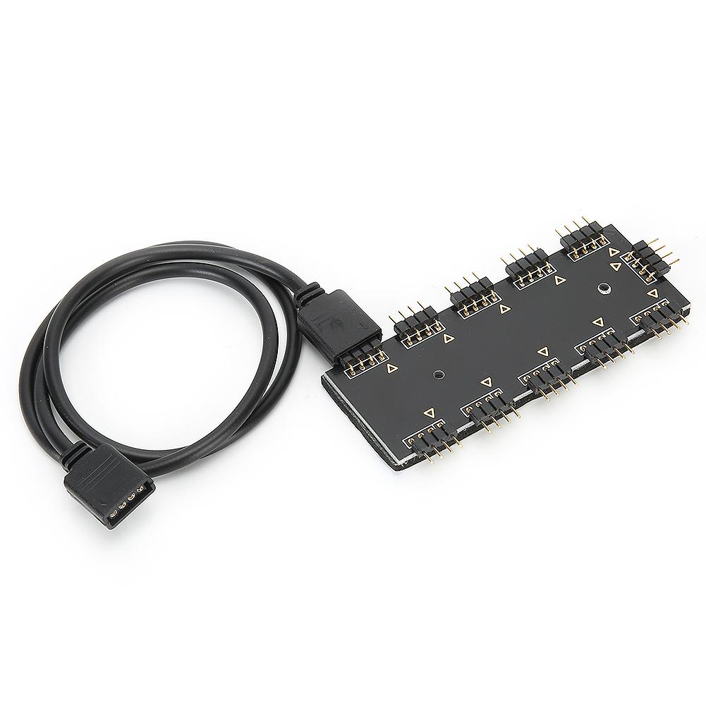 Controlador Hub RGB 1-10 Controlador Hub RGB Hub para Ventoinhas de Chassis de PC Refrigeração de CPU HUB1-10 12V ARUA