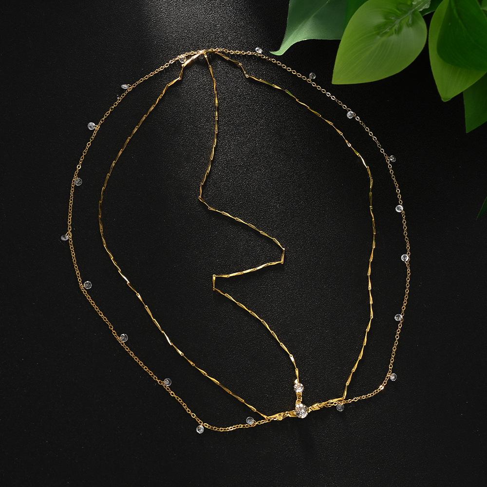 Bohemian Bride Rhinestone Forehead Chain - Light Luxury Hair Accessories for Women