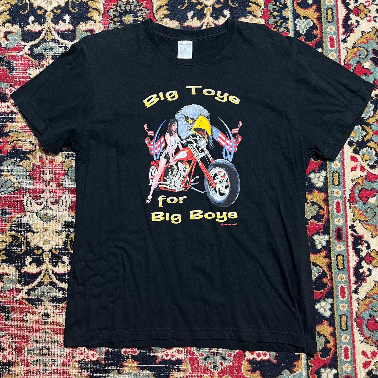 Vintage Biker T-Shirt Big Toys For Big Boys Eagle Motorcycle Size L L