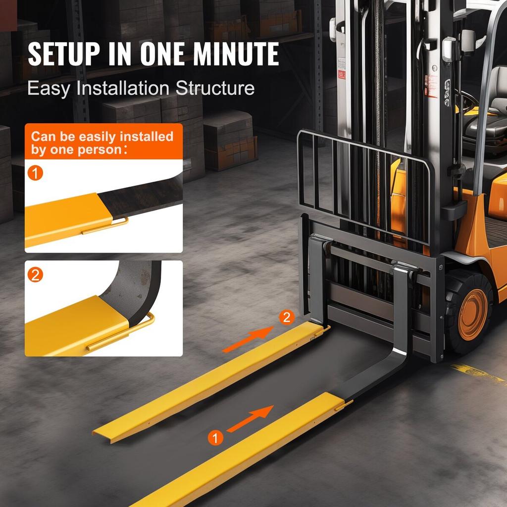 Pallet Fork Extensions, 84" Length 4.5" Width, Heavy Duty Carbon Steel Fork Extensions for Forklifts, 1 Pair Forklift Extensions, Industrial Forklift