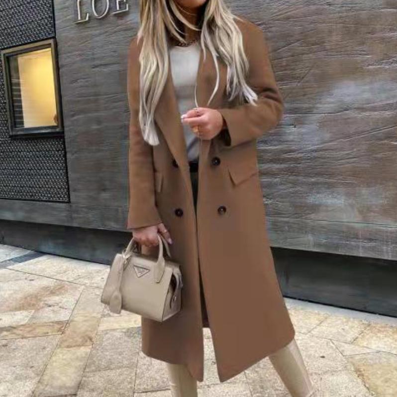 

BITCED Женская куртка осень-зима с длинными рукавами и воротником из двубортного нейлона, пальто для женщин XXL хаки