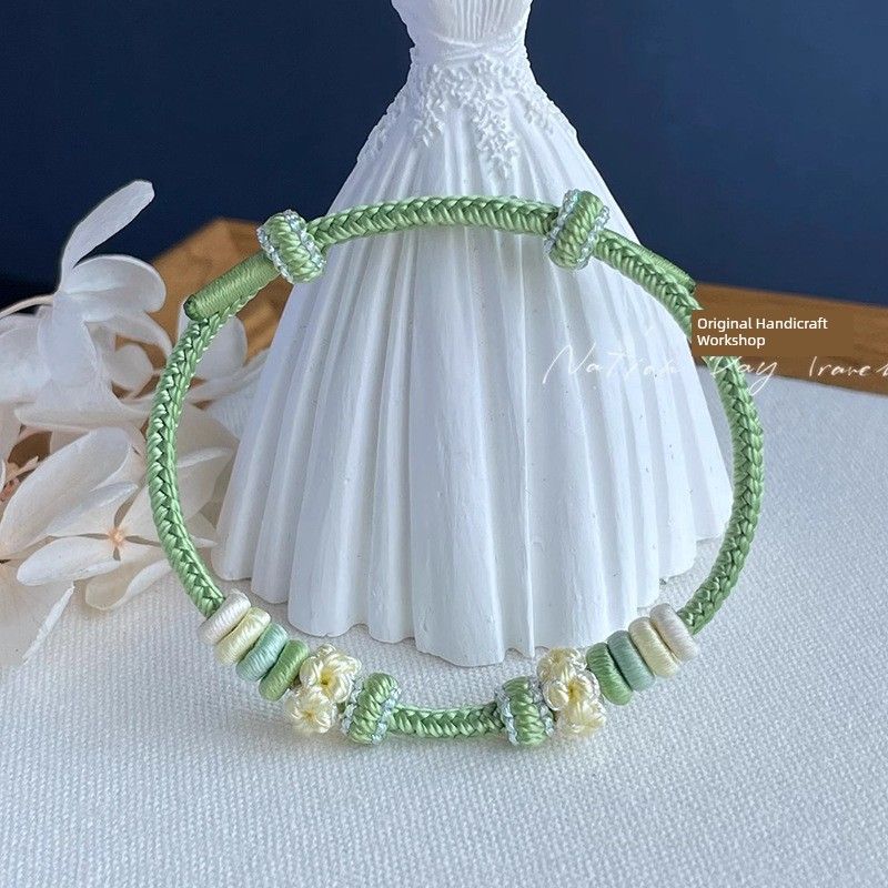 Hand-Woven Peach Blossom Carrying Strap Wearable Gold Lucky Beads Braided Rope Semi-Finished DIY Lucky Red Rope Bracelet for Women