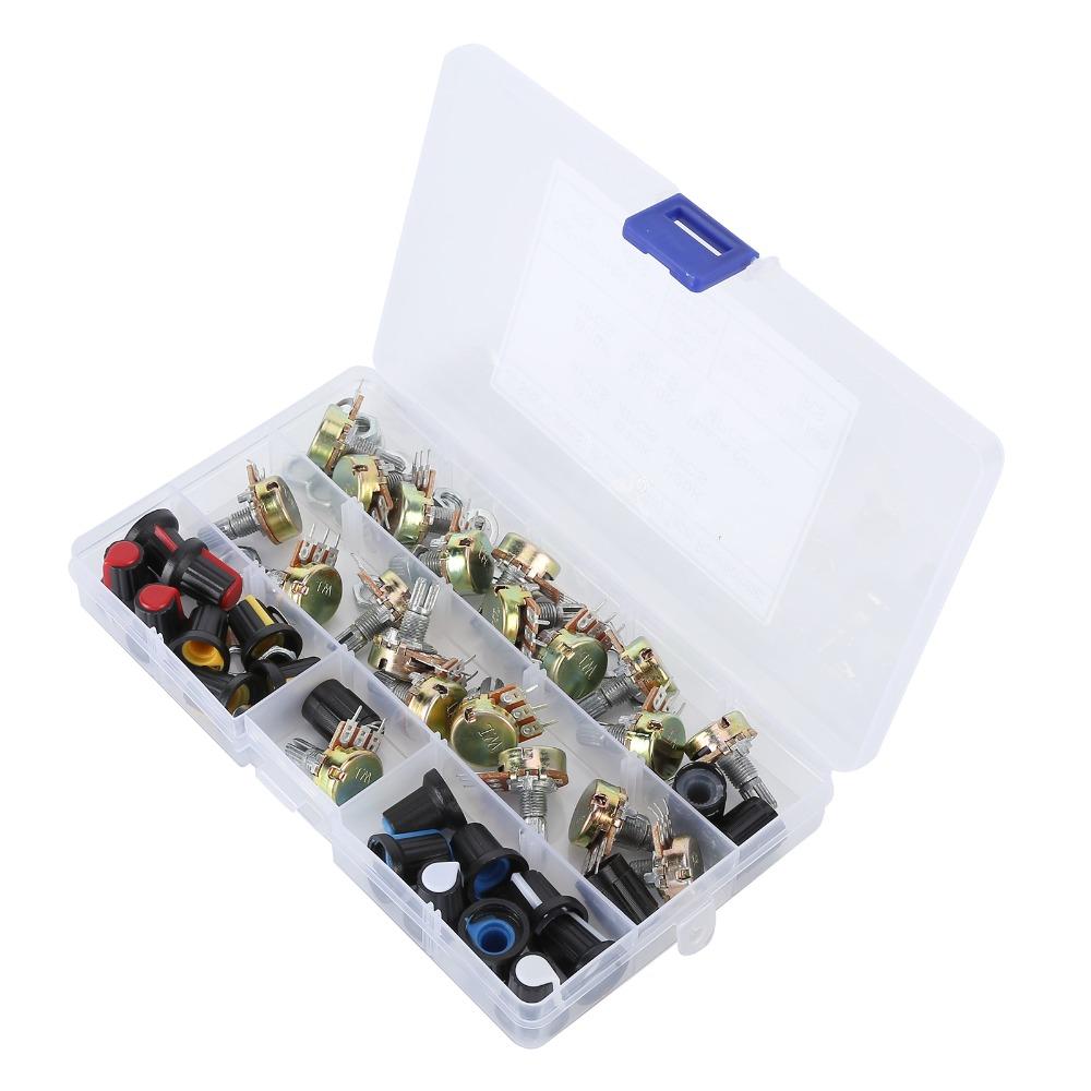 80Pcs with Storage Case Potentiometer Kit Potentiometer with Knob  DIY Electronics